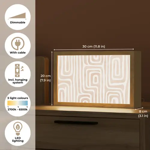 Decoratief - Labyrint - Beige Light Box met kabel (Tafellamp) klein -USP_EN