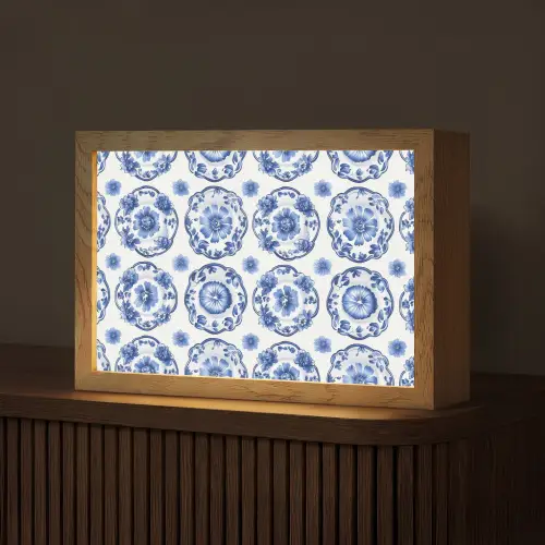 Sierborden - Bloemen - Blauw Light Box met kabel (Tafellamp) klein 924 -z3d_website