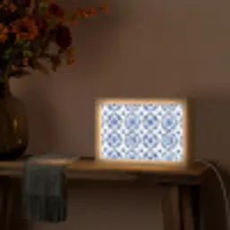 Sierborden - Bloemen - Blauw Light Box met kabel (Tafellamp) klein 924 -sfeer4