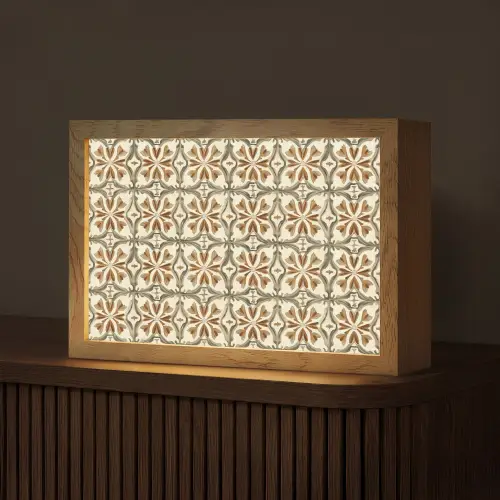 Siertegel - Patroon - Bruin Light Box met kabel (Tafellamp) klein 924 -z3d_website