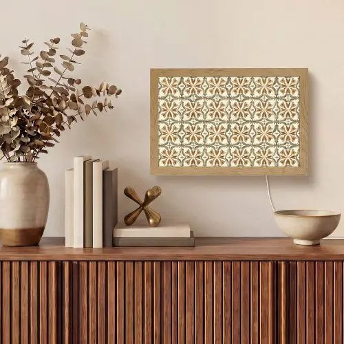 Siertegel - Patroon - Bruin Light Box met kabel (Tafellamp) klein 924 -sfeer2