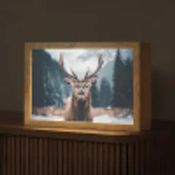 Hert - Dieren - Landschap - Winter - Sneeuw Light Box met kabel (Tafellamp) klein -z3d_website