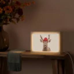 Hert - Kerst - Muts - Dieren - Winter - Grappig Light Box met kabel (Tafellamp) klein -sfeer4