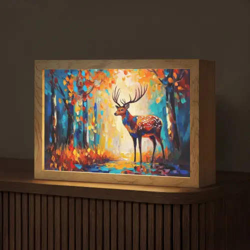 Hert - Bosdieren - Natuur - Kunst Light Box met kabel (Tafellamp) klein -z3d_website