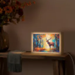 Hert - Bosdieren - Natuur - Kunst Light Box met kabel (Tafellamp) klein -sfeer4