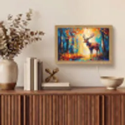 Hert - Bosdieren - Natuur - Kunst Light Box met kabel (Tafellamp) klein -sfeer2