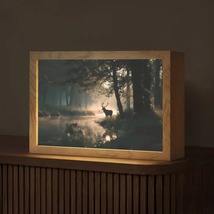 Hert - Bosbeek - Mystiek Light Box met kabel (Tafellamp) klein -z3d_website