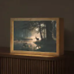 Hert - Bosbeek - Mystiek Light Box met kabel (Tafellamp) klein -z3d_website