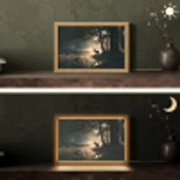 Hert - Bosbeek - Mystiek Light Box met kabel (Tafellamp) klein -sfeer3