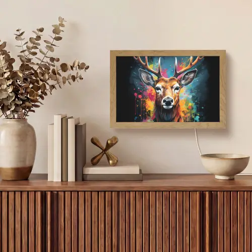 Hert - Graffiti - Dieren - Kleuren Light Box met kabel (Tafellamp) klein -sfeer2