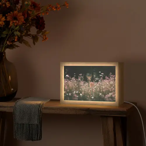 Hert - Wilde bloemen - Bos Light Box met kabel (Tafellamp) klein -sfeer4