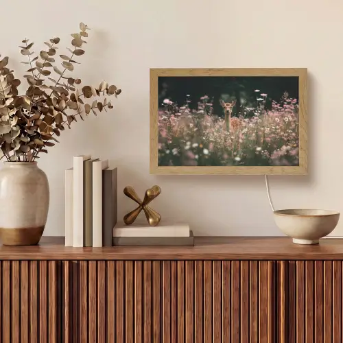 Hert - Wilde bloemen - Bos Light Box met kabel (Tafellamp) klein -sfeer2