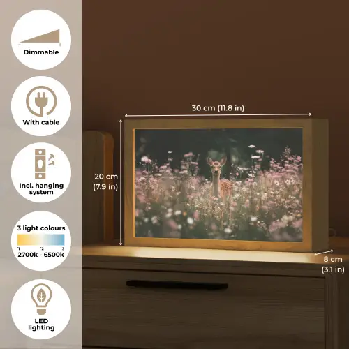 Hert - Wilde bloemen - Bos Light Box met kabel (Tafellamp) klein -USP_EN
