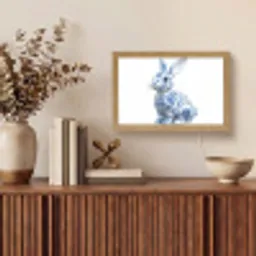 Delftsblauw - Haasje - Wit Light Box met kabel (Tafellamp) klein -sfeer2