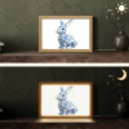 Delftsblauw - Haasje - Wit Light Box met kabel (Tafellamp) klein -sfeer3