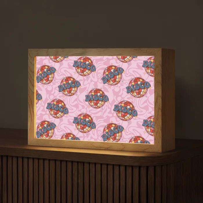 Disco - Bal - Patroon - Roze Light Box met kabel (Tafellamp) klein 924 -z3d_website