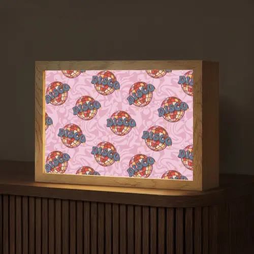 Disco - Bal - Patroon - Roze Light Box met kabel (Tafellamp) klein 924 -z3d_website