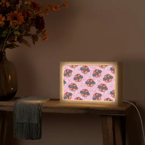 Disco - Bal - Patroon - Roze Light Box met kabel (Tafellamp) klein 924 -sfeer4