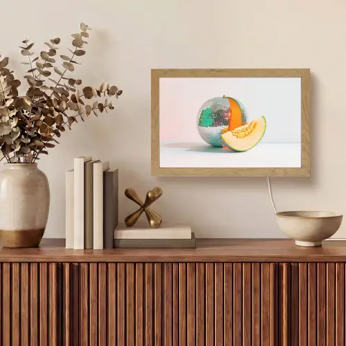 Disco - Discobal - Meloen - Pastel Light Box met kabel (Tafellamp) klein -sfeer2