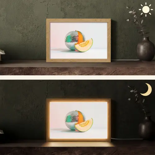 Disco - Discobal - Meloen - Pastel Light Box met kabel (Tafellamp) klein -sfeer3