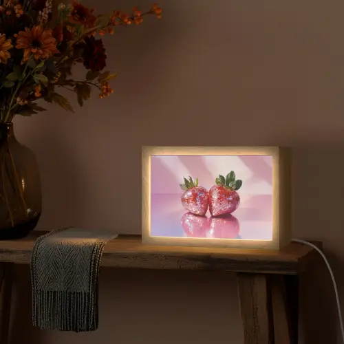 Disco - Fruit - Glitter - Strawberry Light Box met kabel (Tafellamp) klein -sfeer4