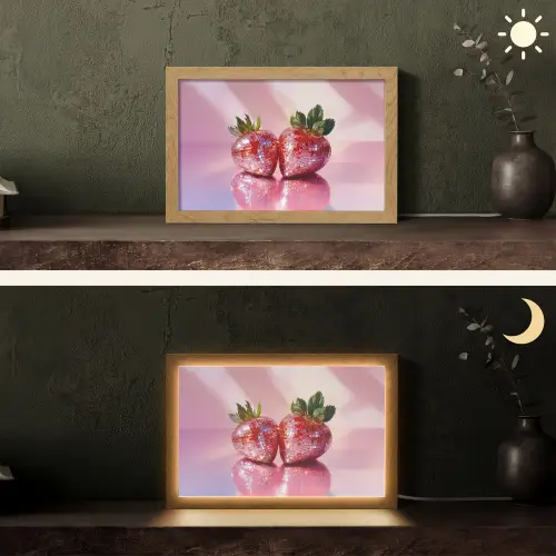 Disco - Fruit - Glitter - Strawberry Light Box met kabel (Tafellamp) klein -sfeer3