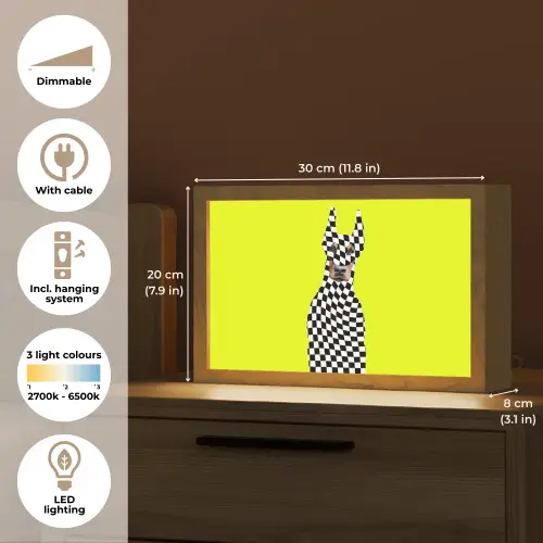 Dobermann - Geblokt - Geel Light Box met kabel (Tafellamp) klein -USP_EN