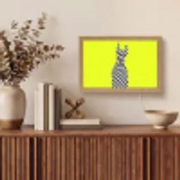 Dobermann - Geblokt - Geel Light Box met kabel (Tafellamp) klein -sfeer2