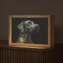 Hond - Zwart - Bloemen Light Box met kabel (Tafellamp) klein -z3d_website