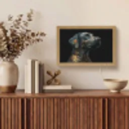 Hond - Zwart - Bloemen Light Box met kabel (Tafellamp) klein -sfeer2