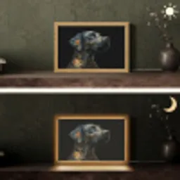 Hond - Zwart - Bloemen Light Box met kabel (Tafellamp) klein -sfeer3