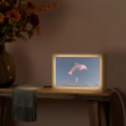 Dolfijn - Roze - Astronaut Light Box met kabel (Tafellamp) klein -sfeer4