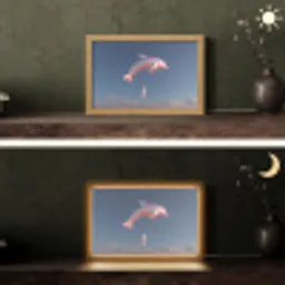 Dolfijn - Roze - Astronaut Light Box met kabel (Tafellamp) klein -sfeer3