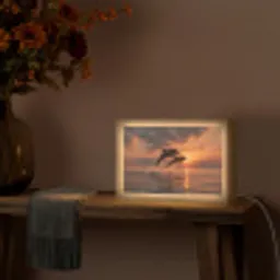 Dolfijnen - Zee - Realistisch Light Box met kabel (Tafellamp) klein -sfeer4