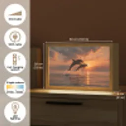 Dolfijnen - Zee - Realistisch Light Box met kabel (Tafellamp) klein -USP_EN