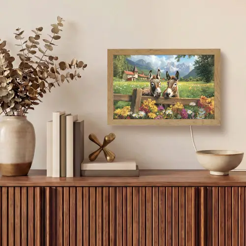 Ezels - Bloemen - Zomers Light Box met kabel (Tafellamp) klein -sfeer2