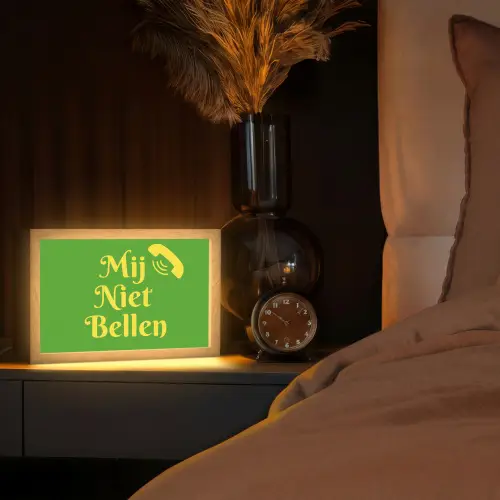 Mij niet bellen - Telefoon - Groen Light Box met kabel (Tafellamp) klein -sfeer1