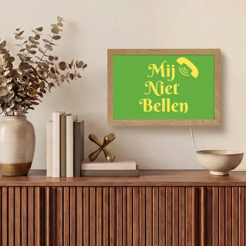 Mij niet bellen - Telefoon - Groen Light Box met kabel (Tafellamp) klein -sfeer2