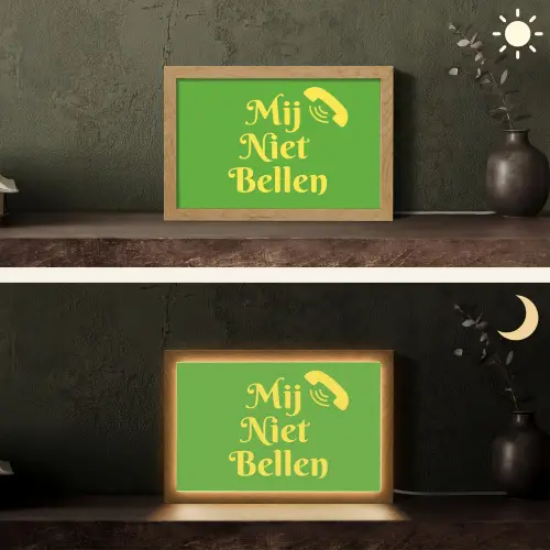 Mij niet bellen - Telefoon - Groen Light Box met kabel (Tafellamp) klein -sfeer3