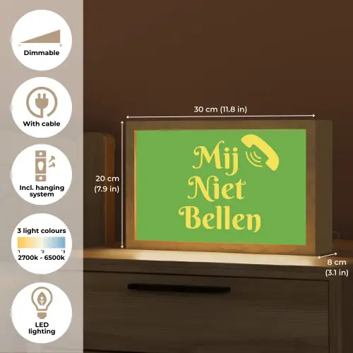 Mij niet bellen - Telefoon - Groen Light Box met kabel (Tafellamp) klein -USP_EN
