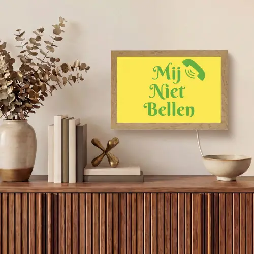 Mij niet bellen - Telefoon - Geel Light Box met kabel (Tafellamp) klein -sfeer2