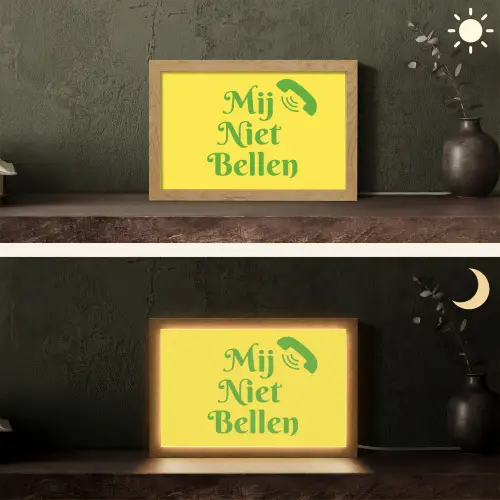 Mij niet bellen - Telefoon - Geel Light Box met kabel (Tafellamp) klein -sfeer3