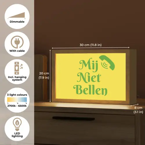 Mij niet bellen - Telefoon - Geel Light Box met kabel (Tafellamp) klein -USP_EN