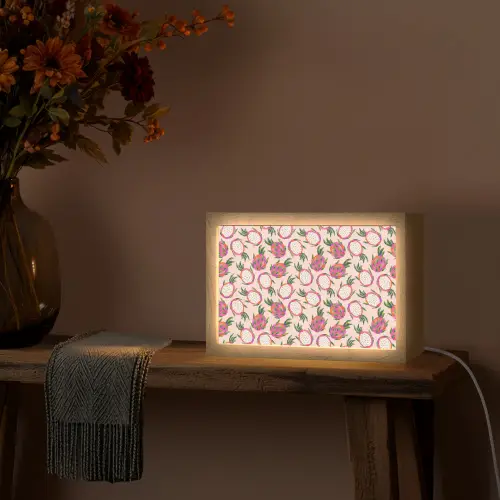 Drakenfruit - Patroon - Roze Light Box met kabel (Tafellamp) klein 924 -sfeer4