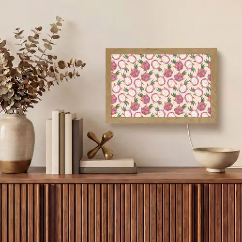 Drakenfruit - Patroon - Roze Light Box met kabel (Tafellamp) klein 924 -sfeer2