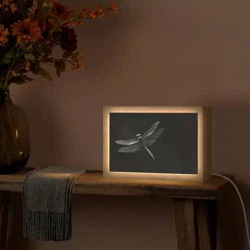Libelle - Dieren - Zwart - Insect Light Box met kabel (Tafellamp) klein -sfeer4