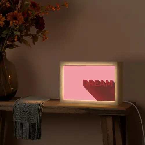 Dream - 3D - Rood - Roze Light Box met kabel (Tafellamp) klein -sfeer4