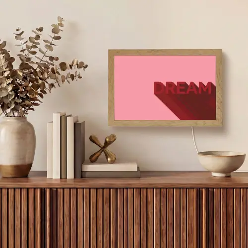 Dream - 3D - Rood - Roze Light Box met kabel (Tafellamp) klein -sfeer2