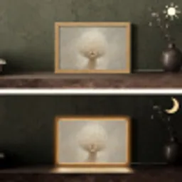 Dromerig - Beige - Paardenbloemzaadjes Light Box met kabel (Tafellamp) klein -sfeer3