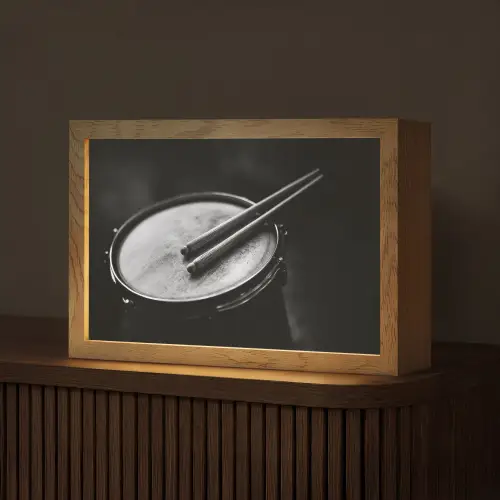 Trommel - Close-up - Drumstokken - Zwart Light Box met kabel (Tafellamp) klein -z3d_website